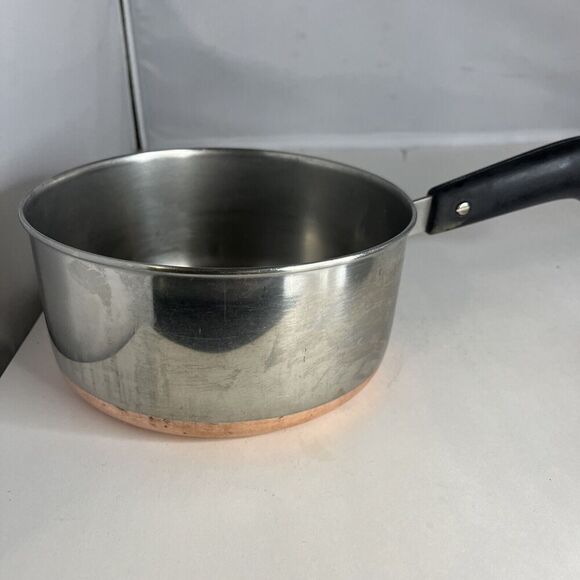 1801 Revere Ware 2 Qt Quart Copper Clad Stainless Double Ring Sauce Pan w Lid - Picture 10 of 11
